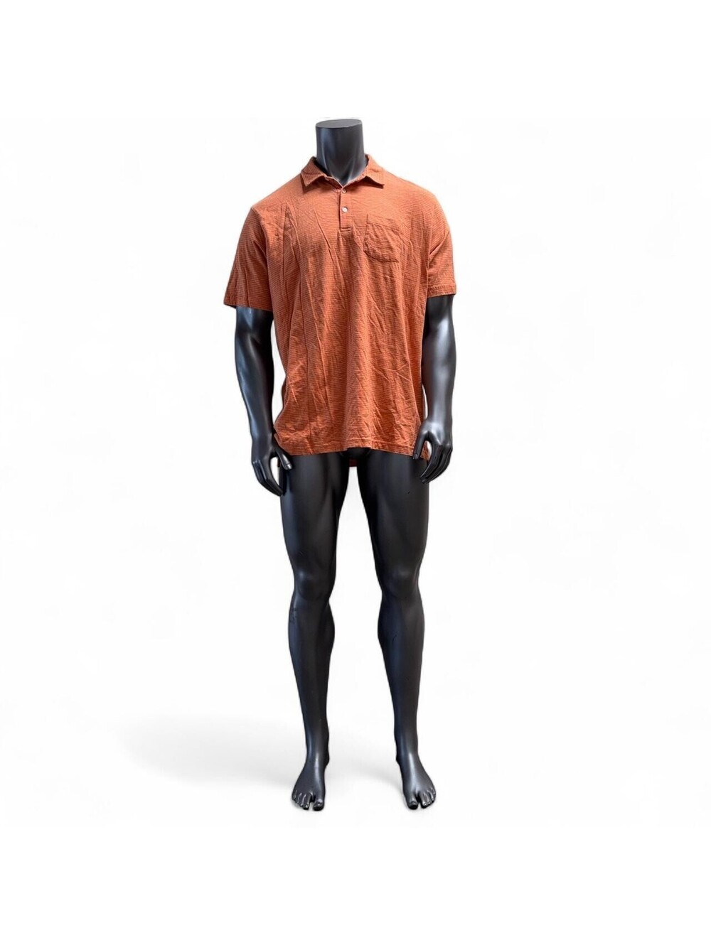 George Men's Burnt Orange Striped Short Sleeve Polo Shirt XLT